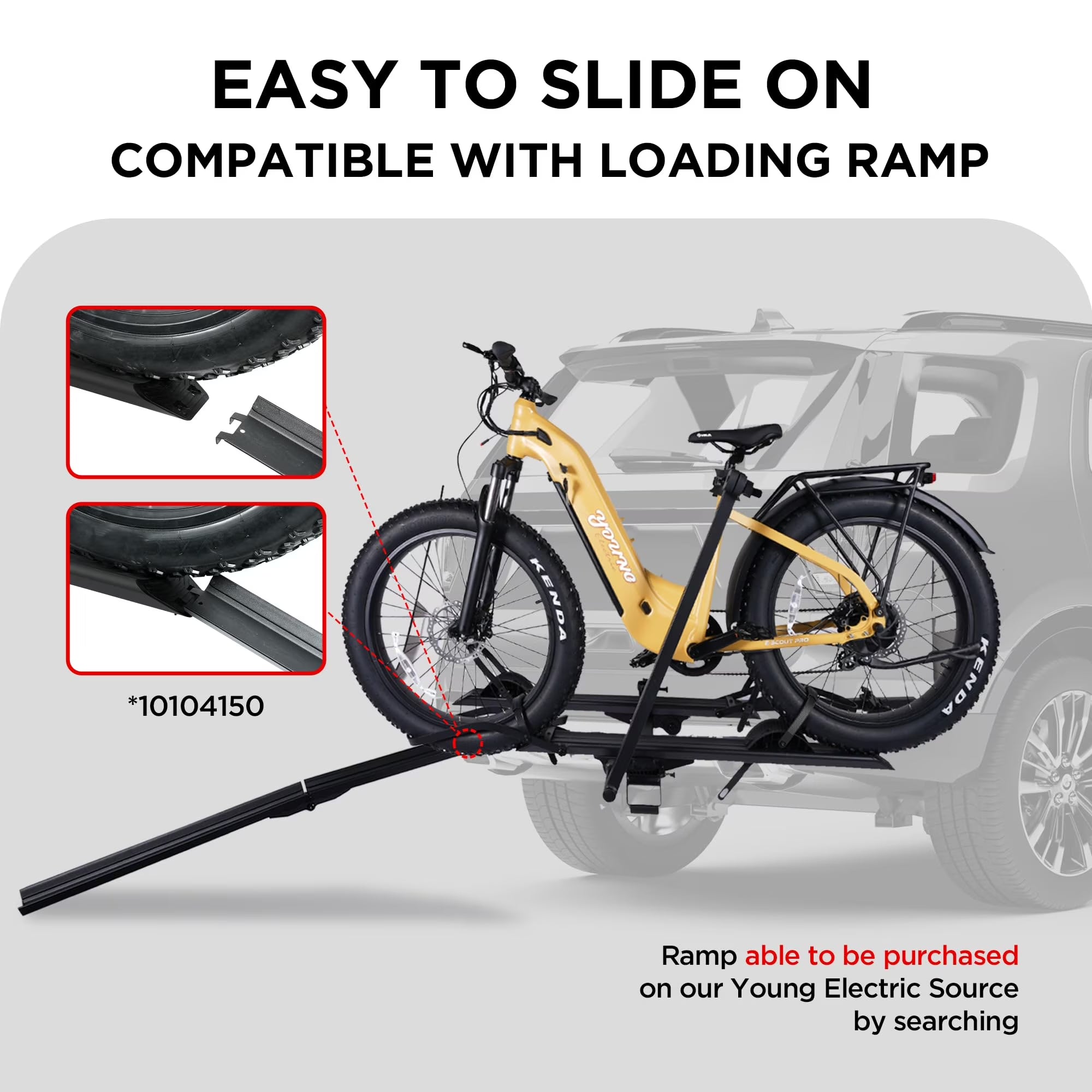 E-Bike Hitch Mount Rack, 200 Lbs Capacity, Anti-Falloff 360 Degree Swirl Structure, 2 Bike Rack