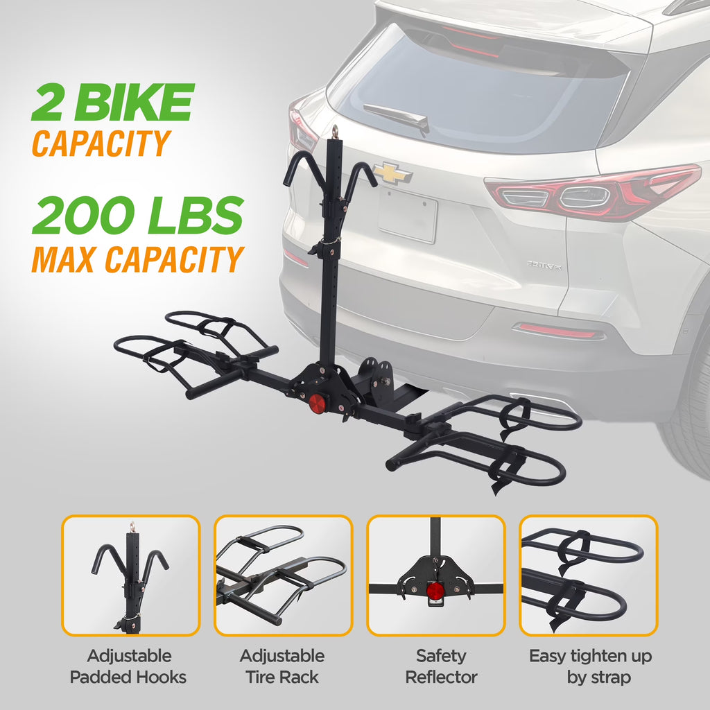 Ebike Rack, 200Lb Capacity, Alloy Steel Hitch Mount, Fits 5-Inch Fat Tire Bikes, 2-Inch Receiver
