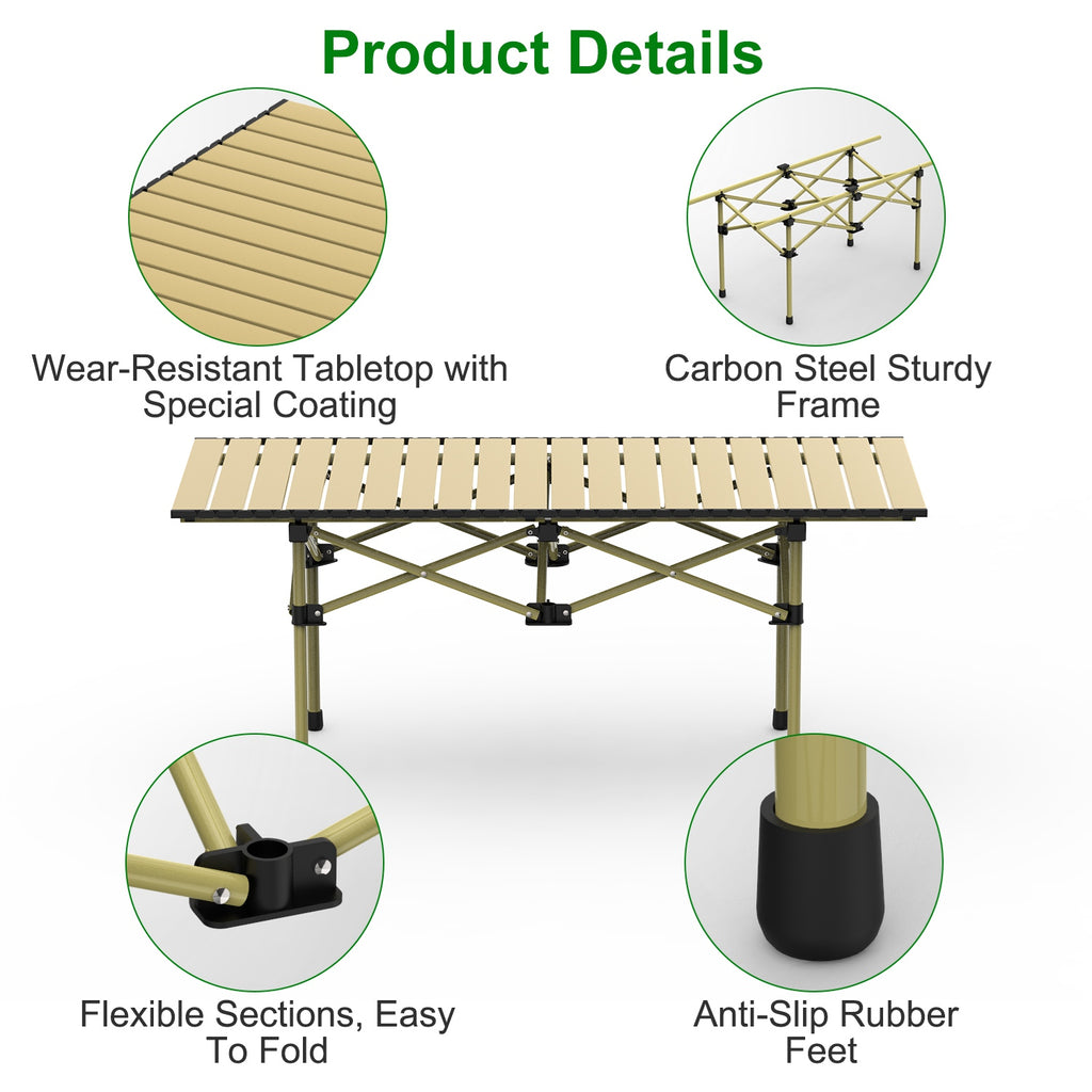 Versatile Folding Camping Table - Lightweight, Portable & Heavy Duty with S and L Size Options for Outdoor Adventures