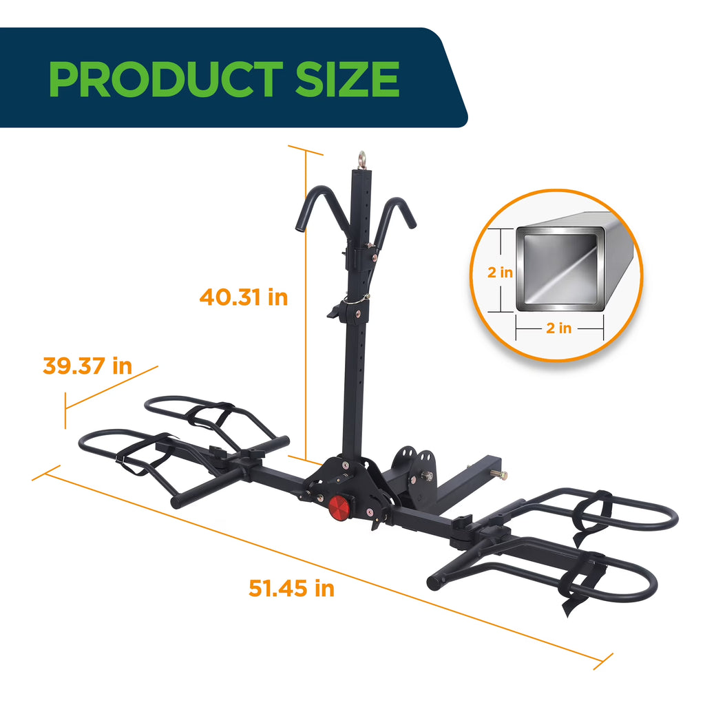 Ebike Rack, 200Lb Capacity, Alloy Steel Hitch Mount, Fits 5-Inch Fat Tire Bikes, 2-Inch Receiver