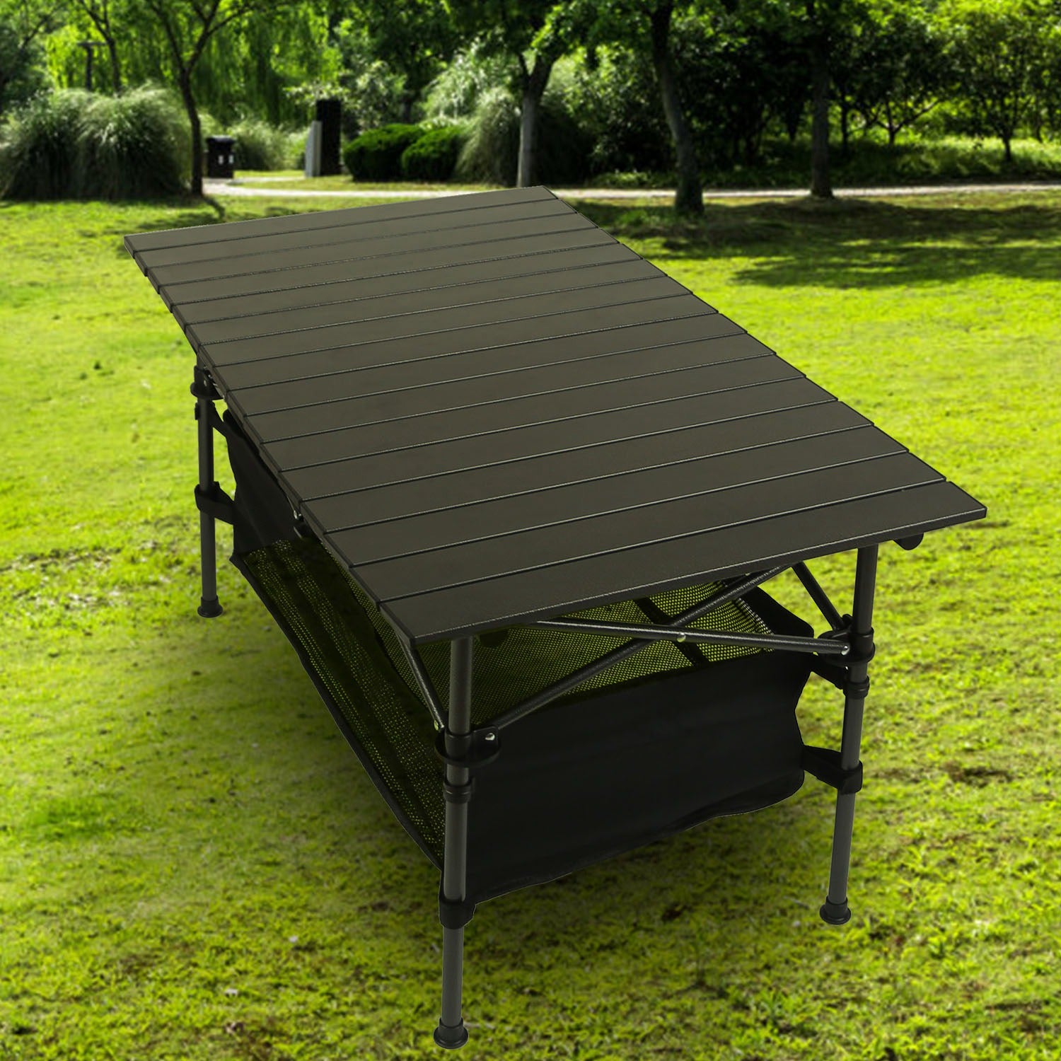 Portable Aluminum Folding Camping Table - Lightweight Roll-Up Picnic & BBQ Desk with Carrying Bag for Outdoor Fun!