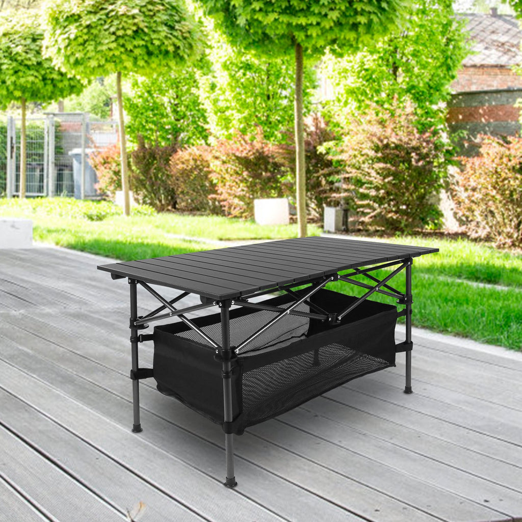Portable Aluminum Folding Camping Table - Lightweight Roll-Up Picnic & BBQ Desk with Carrying Bag for Outdoor Fun!