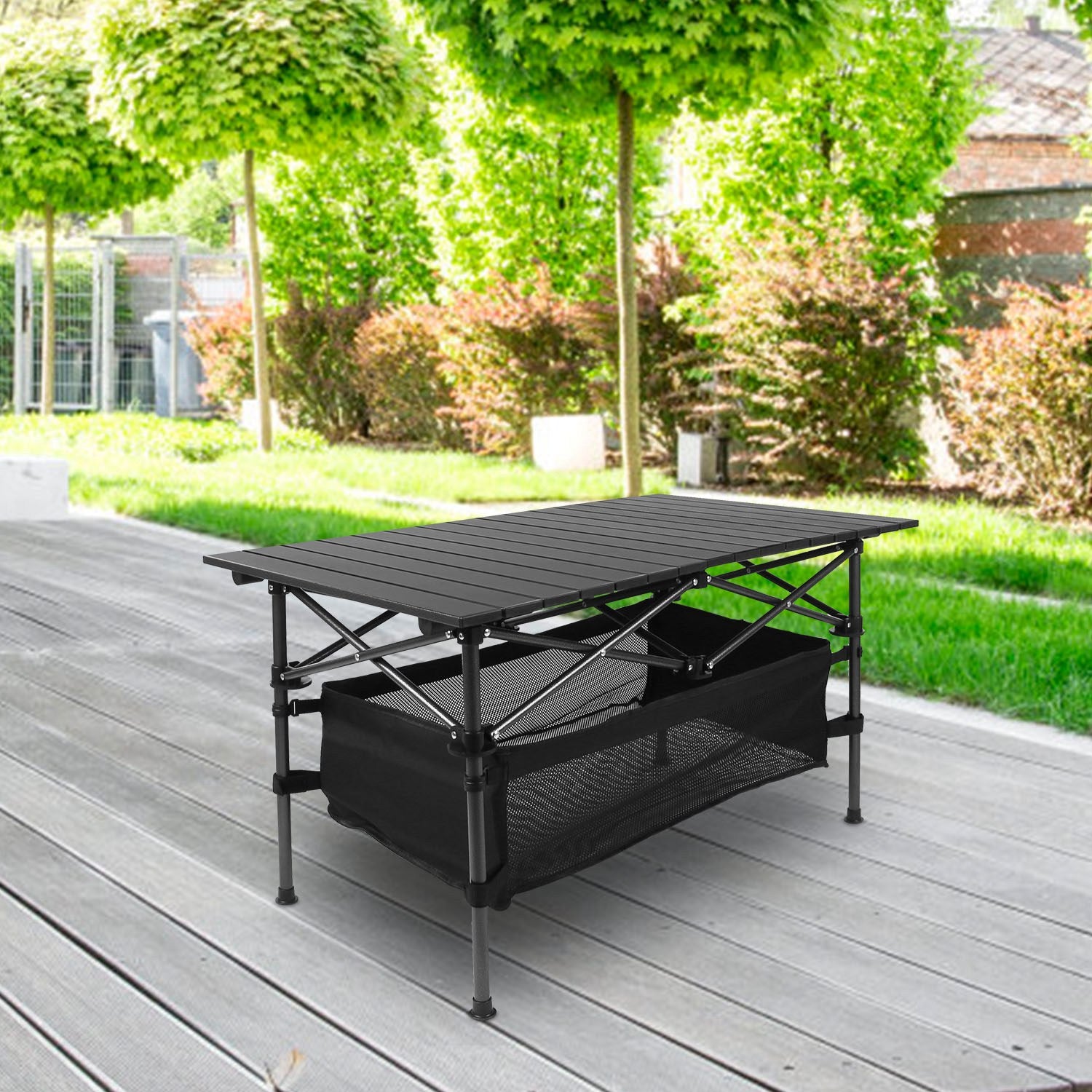 Portable Aluminum Folding Camping Table - Lightweight Roll-Up Picnic & BBQ Desk with Carrying Bag for Outdoor Fun!