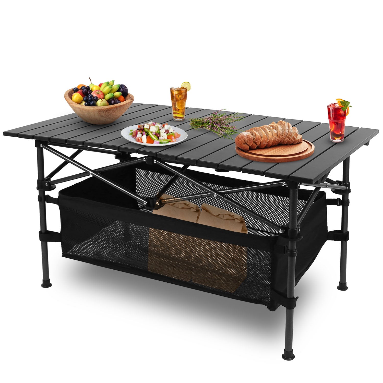 Portable Aluminum Folding Camping Table - Lightweight Roll-Up Picnic & BBQ Desk with Carrying Bag for Outdoor Fun!