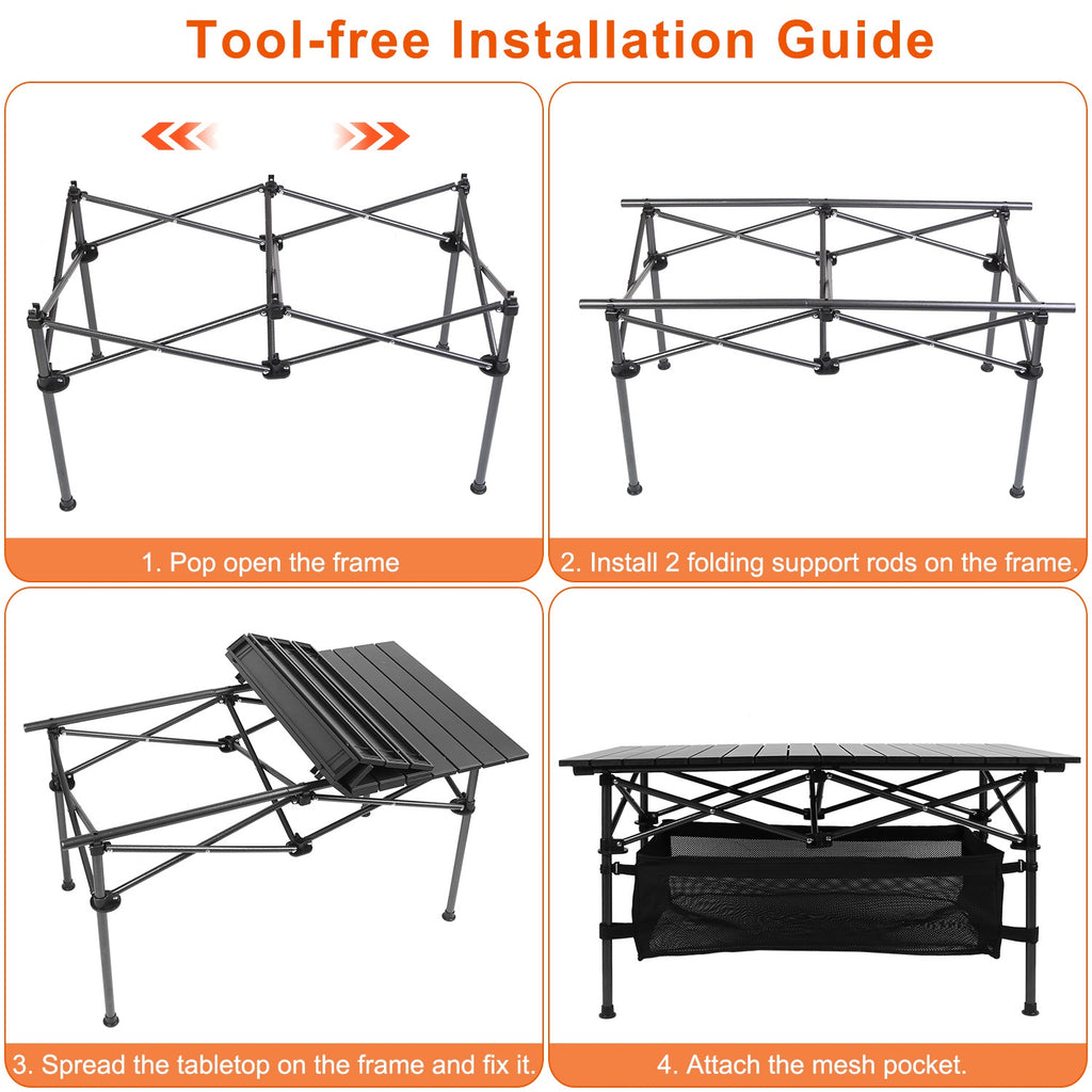 Portable Aluminum Folding Camping Table - Lightweight Roll-Up Picnic & BBQ Desk with Carrying Bag for Outdoor Fun!